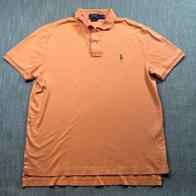 Polo Ralph Lauren Polo Shirt Mens Large Orange  Pima Soft Touch Cotton