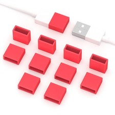 10PCS USB Port Protective Cover,USB A Male Anti Dust Plug Stopper Cap Red