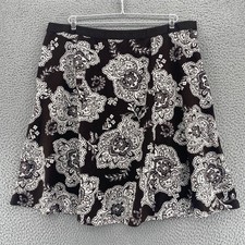 Talbots Skirt Womens 18 Brown Floral Paisley Vintage A Line Cotton Below Knee