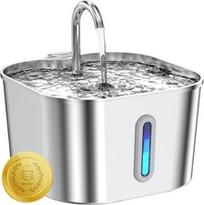 Stainless Steel Cat Water Fountain 2.2L Pet Drinking Fountain Dispenser for Cats