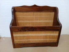 Vintage Wood/ Wicker Magazine Rack  Vinyl Record Holder