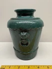 Vintage Pottery Vase Brown Clay Blue Glaze Marked Japan