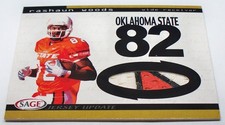 2004 Rashaun Woods SAGE Jersey Update 3 Color Relic Rookie Card #24. rookie card picture