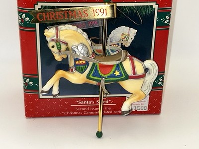Enesco 1991 SANTA'S STEED Christmas Carousel 2nd in Series Tree Ornament Boxed