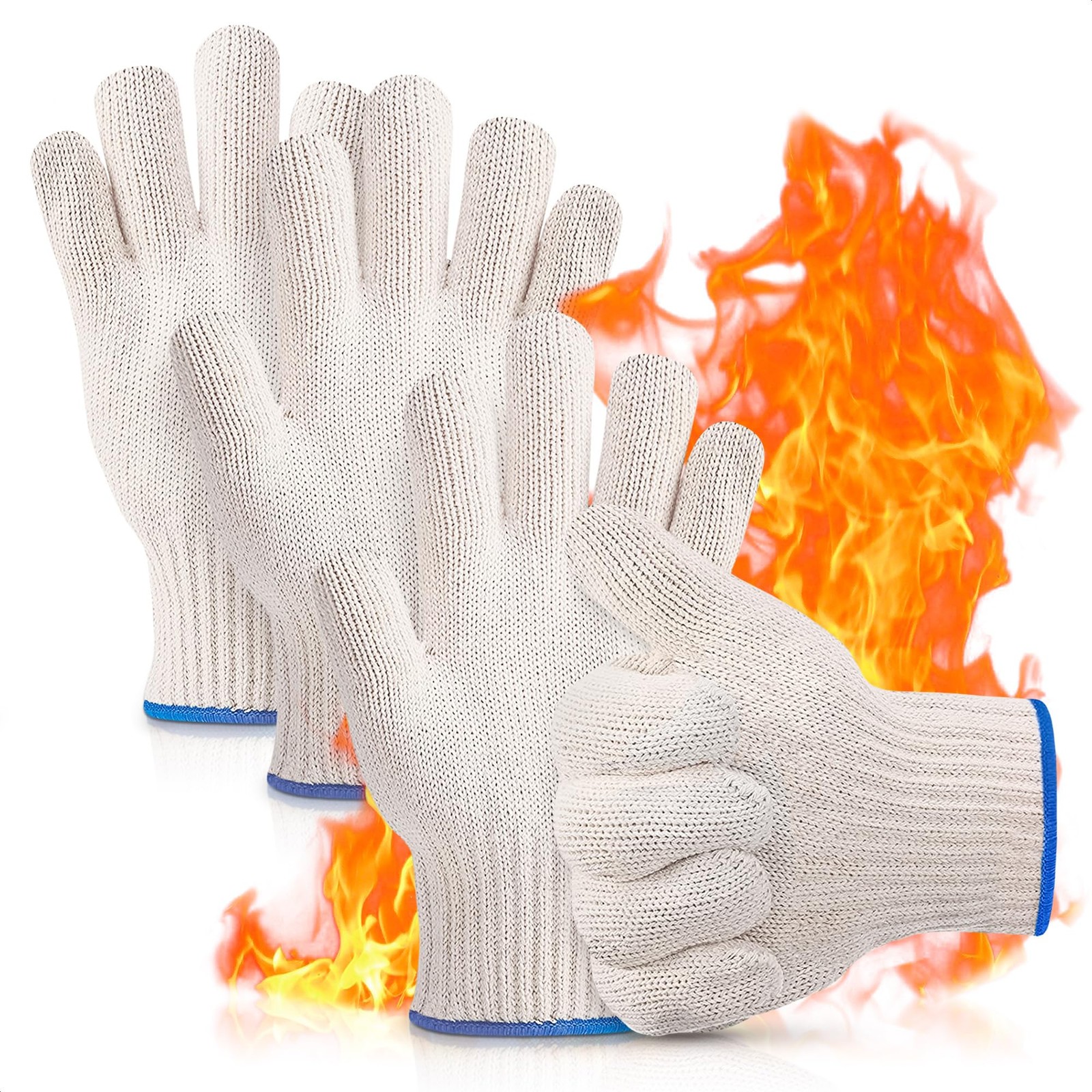 KETAR 2 Pairs Heat Resistant Gloves for Grilling - 9.5 Inch Durable Aramid BBQ