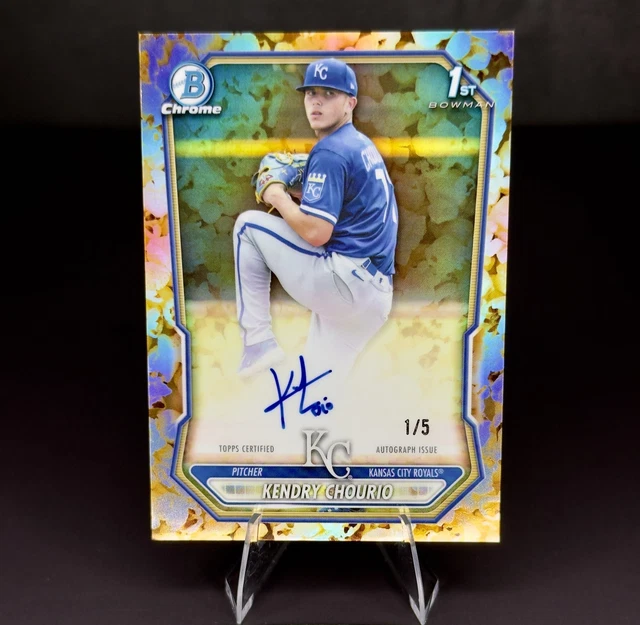 2026 Bowman Chrome Kendry Chourio 1st Bowman Auto Popcorn Ref #/5 KC Royals