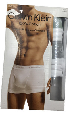 Calvin Klein Men's Cotton Classic Fit (2 Pack) Trunk White Medium