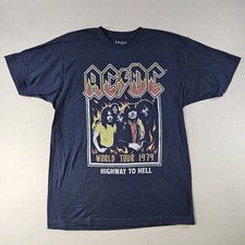 AC/DC Highway To Hell T-Shirt 1979 World Tour Black Size L Retro Reprint