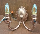 Restored Antique Double Arm Wall Sconce In Metalic Copper — photo 1