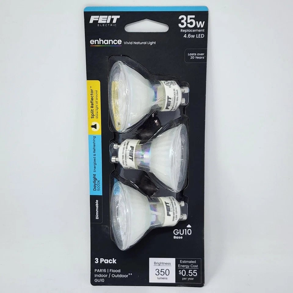 Feit Electric Daylight GU10 Bi-Pin Base LED PAR16 Flood Light Bulb (9 Bulbs) - Image 2 of 4