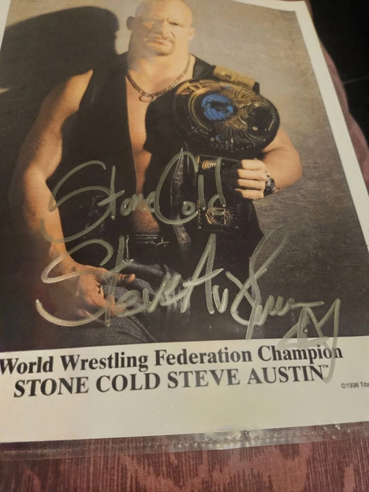 Stone Cold Steve Austin Auto WWF 8X10 Copy Of Promo Photo (Not Original)  - Image 3 of 3