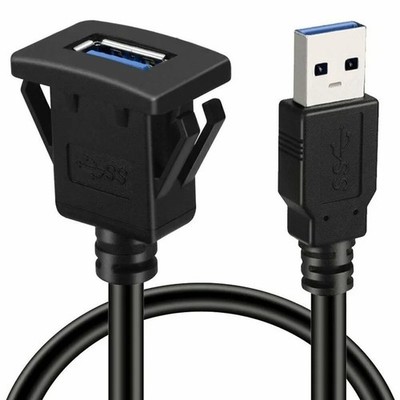 Single Port USB Panel Flush Mount Extension Cable For Car Truck Boat Motor