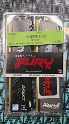 Kingston Fury Beast DDR4-3600 DIMM CL17-21-21 - 16 GB (2x8GB) - KF436C17BBK2/16