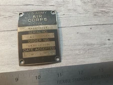 ORIGINAL PRE WWII USAC PRATT WHITNEY R-1830 AIRCRAFT ENGINE DATA NAME PLATE 1938