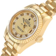 Rolex President Datejust Yellow Gold Myriad Diamond Dial Ladies Watch 179178 5