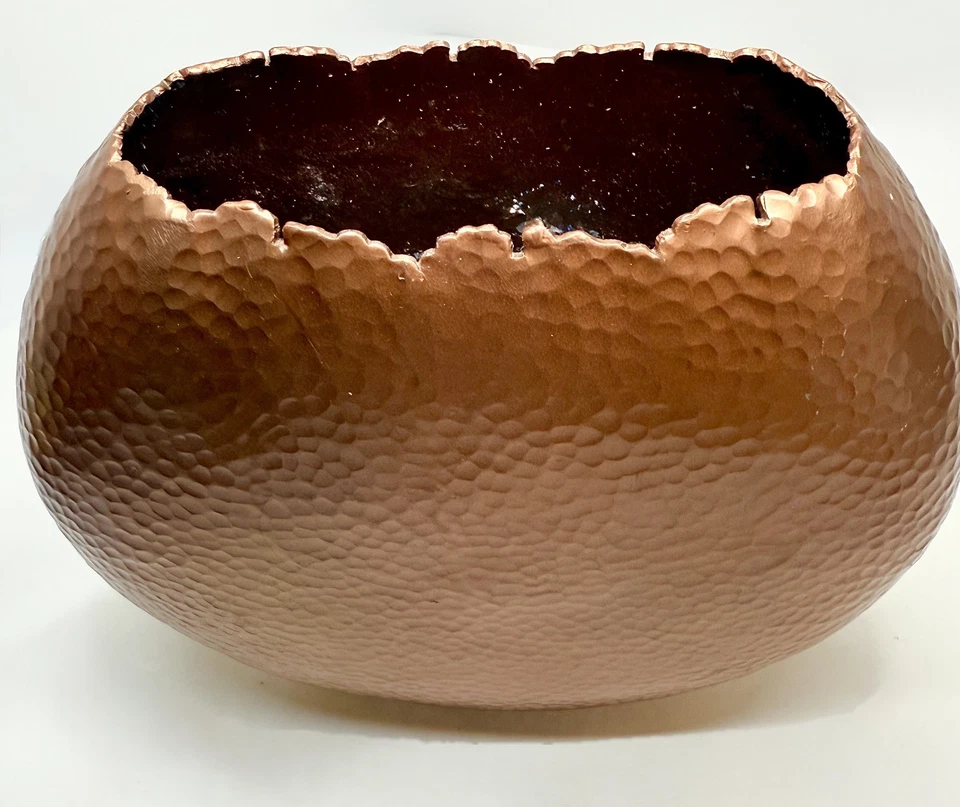 复古野蛮人锤铜花瓶波纹边缘城市金属乡村艺术装饰 — 第 3/4 张图片