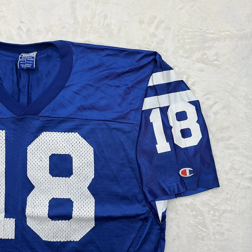 Camiseta Campeón Indianapolis Colts Hombres 48 Extra Grande Azul NFL Peyton Manning 18 Foto 3 de 4