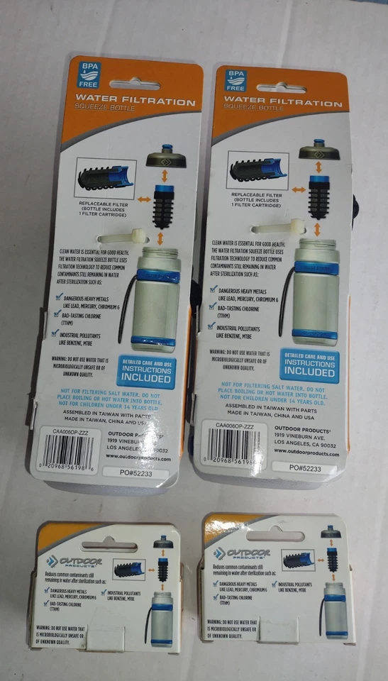 (2) Outdoor Products Water Filtration Squeeze Bottles With (2) Extra Cartages - Image 2 of 4