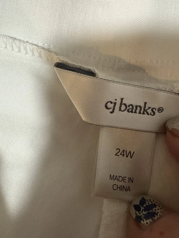 Pantalones capri adelgazantes para mujer CJ Banks Signature 24W blancos usados en excelente estado Foto 4 de 4