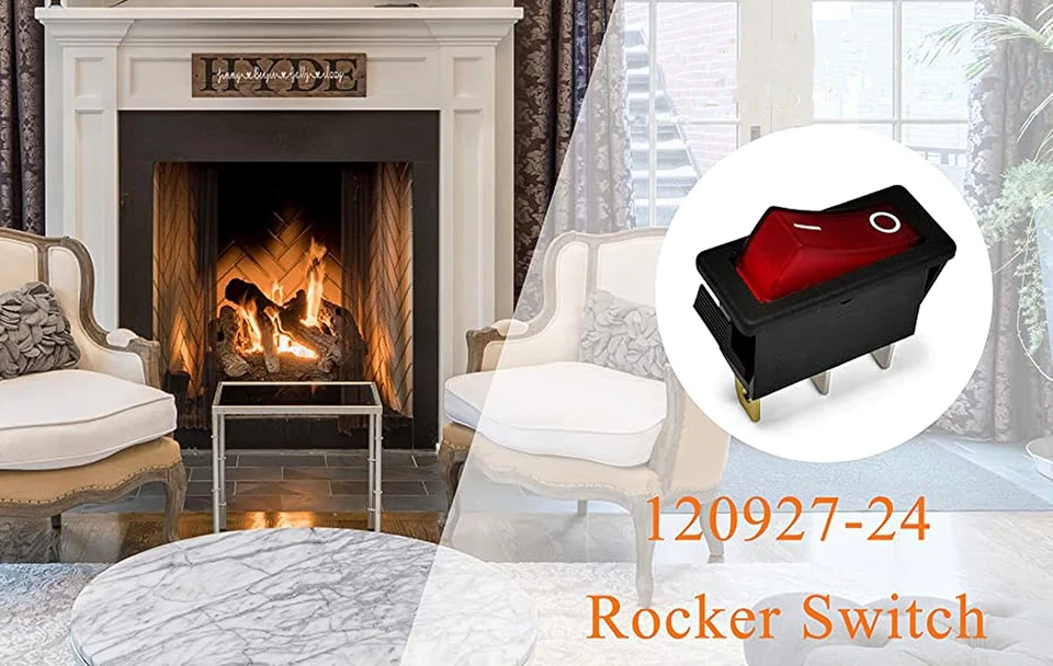 Paquete de 2 interruptores basculantes iluminados 120927-24 20A 125V para modelos de calentador de chimenea Foto 4 de 4