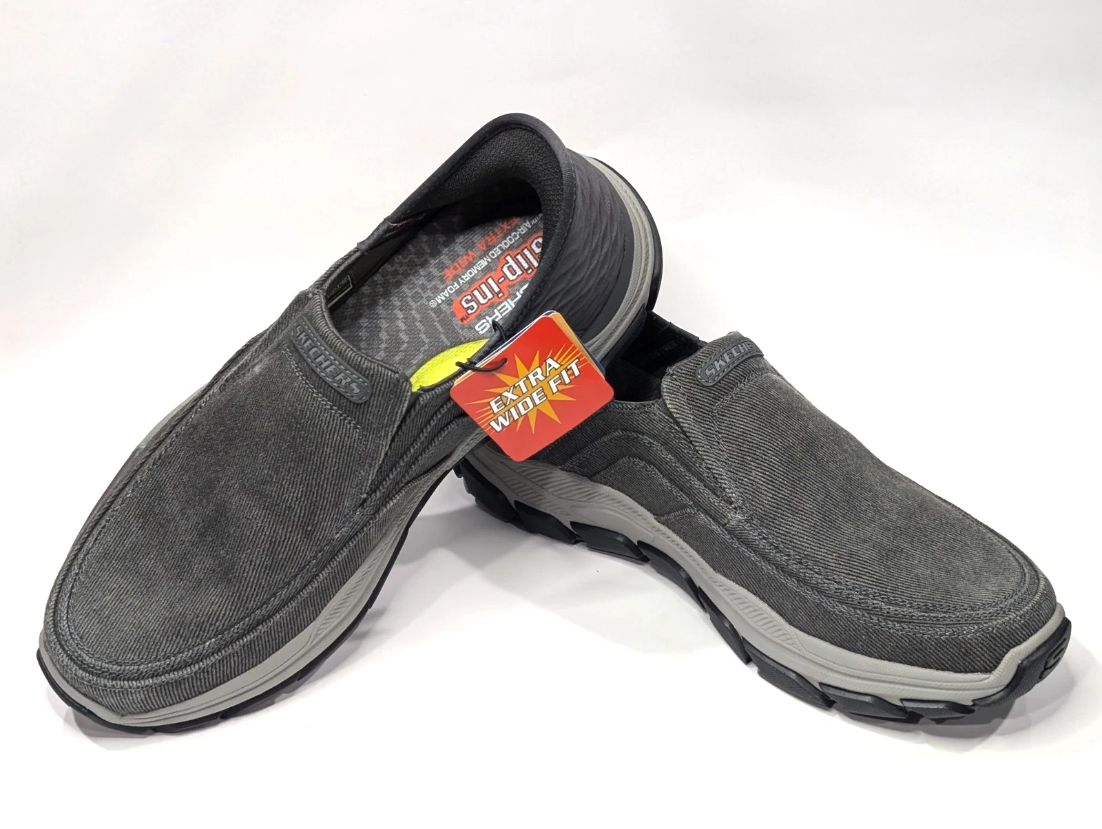 Skechers Respected Holmgren Charcoal Men's Slip-On Shoes - Asst Sizes NWB X-WIDE