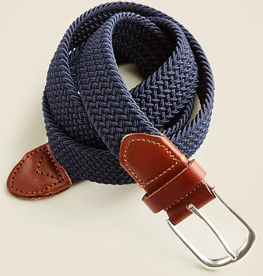 J.CREW Cinturón Elástico Tejido Hebilla Redonda LOTE DE 3 Azul Marino/Tostado/Carbón Nuevo con Etiquetas/NUEVO SIN ETIQUETAS Foto 4 de 4