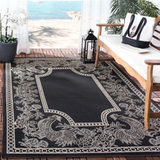 Tapis de cour noir/sable SAFAVIEH intérieur extérieur CY3305-3908