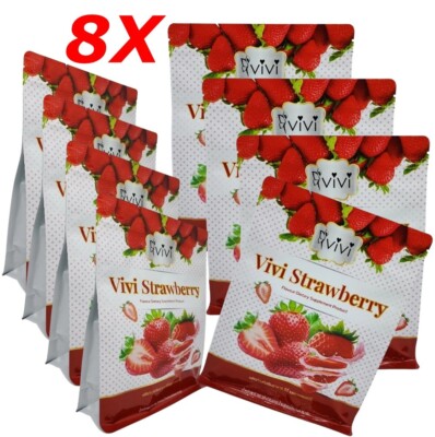 8X Vivi Plus Strawberry Flavor Mix Collagen Fruit Drink Weight Control Detox Hea