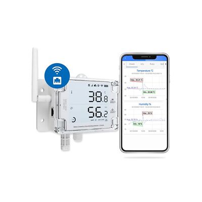 UbiBot GS1-AETH1RS Ethernet & WiFi Temp/Humidity/Illumination Sensor, Data Lo...