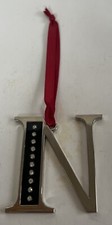 Harvey Lewis  Letter   N  Ornament Silver Metal With Swarovski Crystals