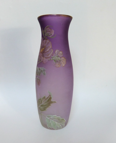 Legras Vase Jugendstil selten Modell Ibiskusblüten emailliert - Bild 3 von 14