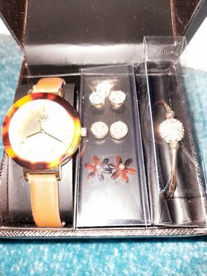 NEW ABS Allen Schwartz Brown/Gold/Diamante Watch/ Bracelet  display picture 3