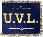 -Rare- 1800's -Union Veterans Legion- Antique Civil War Painted Silk Banner/Flag