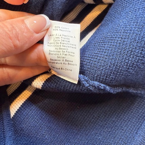 TALBOTS Women's Knit Double Breasted Blazer Sweater Navy Stripe Plus 2X - Picture 5 of 7