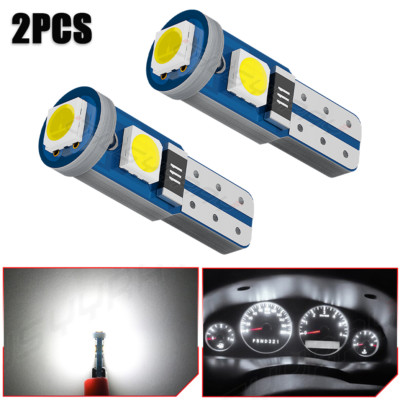 2Pcs White Projector Head 37 73 74 79 T5 Gauge Cluster Background Light LED Bulb