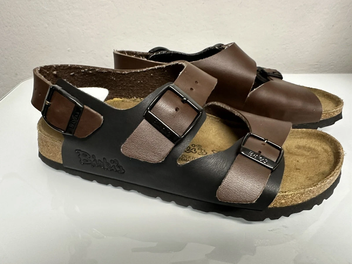 Birkenstock Birki's Sandals Milano Brown/Black Size 38 245 L7 M5 2 Strap PB