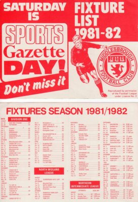 1981 82 to 1991 92 MIDDLESBROUGH FC FIXTURE LISTS Your choice FREE Postage eBay