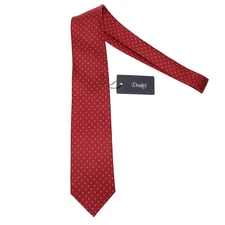 Drake's NWT Neck Tie in Red with Blue & White Mini Circles 100% Silk