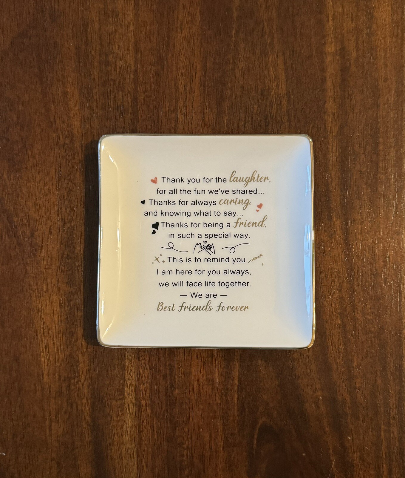 Friendship Gifts for Women Friends Ring Trinket Dish - Thank You For……….. White