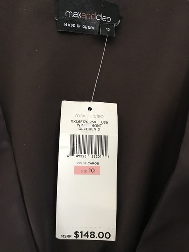 Abito tubino greco donna Max e Cleo taglia 10 marrone maniche ad aletta scollo a V plissettato - Foto 10 di 11