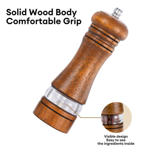 Molinillo manual de sal y pimienta de madera con núcleo de cerámica ajustable - Imagen 9 de 22