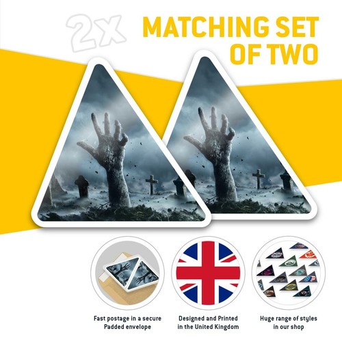 2 x Dreieck Aufkleber 7,5 cm - Zombie Hand Friedhof Spooky Night #46532 - Bild 2 von 9
