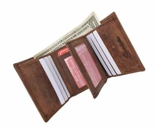 RFID Blocking Men's Vintage Soft Genuine Leather Classic Trifold Antique Wallet