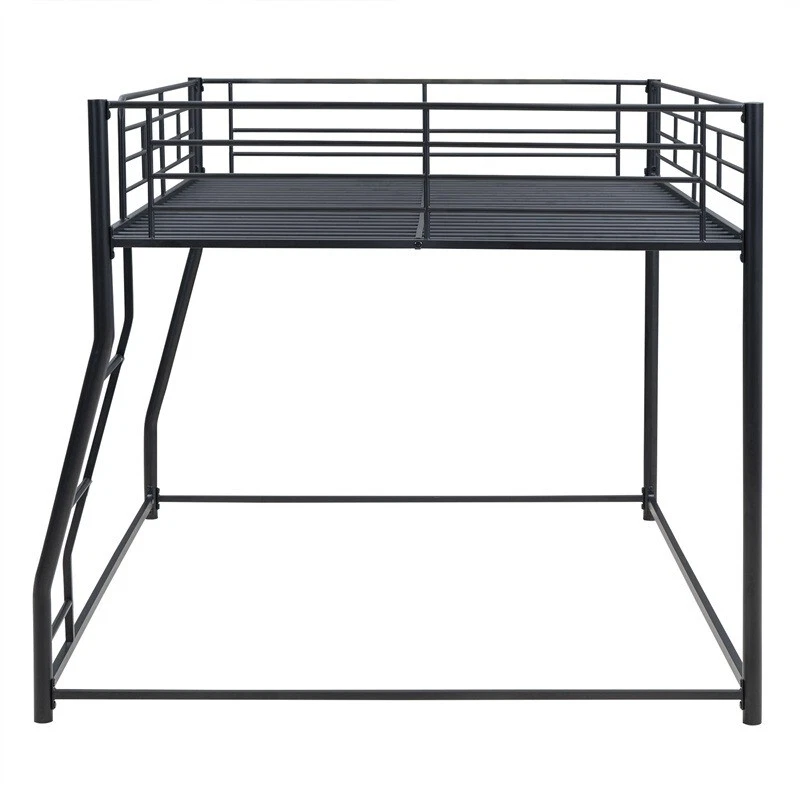 Full XL over Queen Black Metal Floor Bunk Bed Heavy Duty Bed Frames Kids Adult  - Image 4 of 4