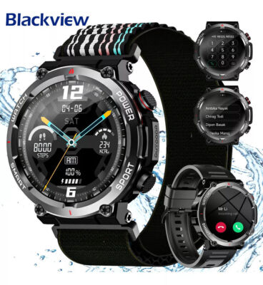 Smartwatch Herren Militär mit Telefonfunktion 5ATM Wasserdicht mit Schlafmonitor