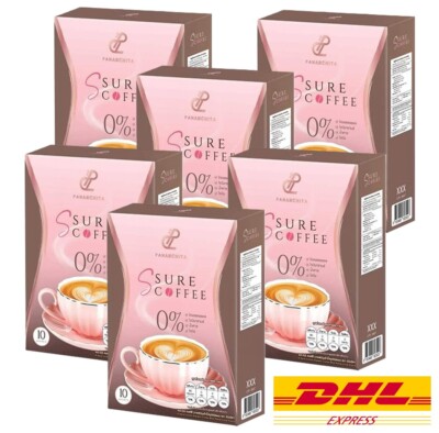 6 x S Sure Coffee Instant Powder Mix Pananchita Control Hunger Low Cal 0% Sugar
