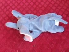 10" Long Plush Grey Pink Elephant