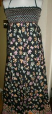 NEW Magazine Woman's Small Black with Flowers Spaghetti Strap Maxi Dress (19)