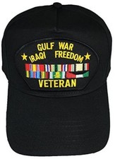 GULF WAR IRAQI FREEDOM VETERAN CAMPAIGN RIBBONS HAT OIF DESERT STORM SHIELD
