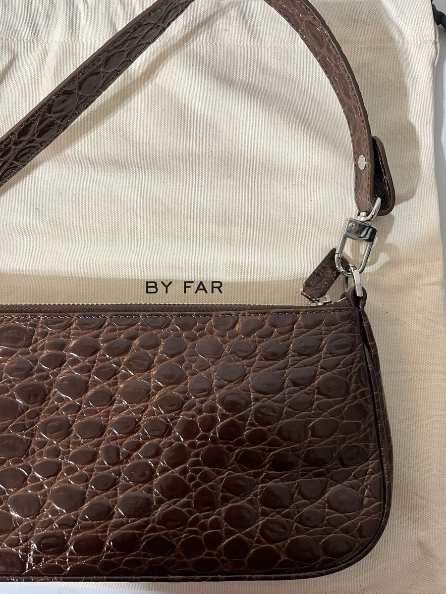 【送料&関税込】By Far Mini Rachel Orange Croco Leather Hand Buy BY FAR Orange Mini Rachel Shoulder Bag in Circular Croc